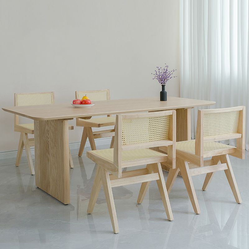 Rechthoekige eettafelset 1/2/5 stuks massief houten eettafel en stoelen