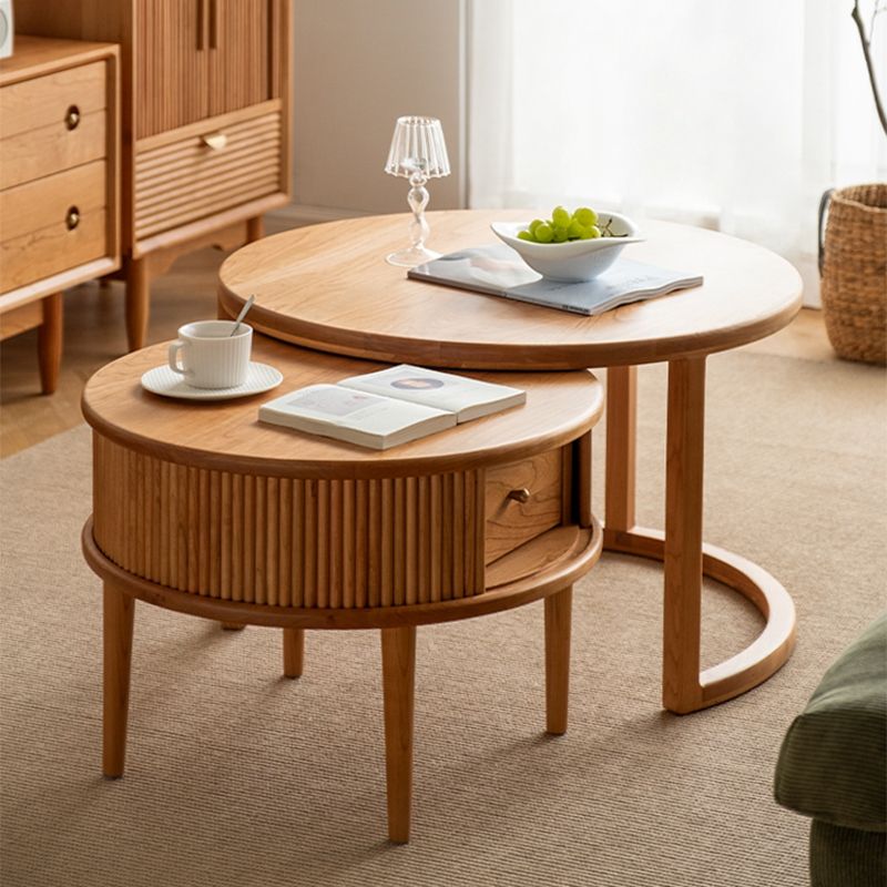 Table basse contemporaine Table basse ronde en bois massif