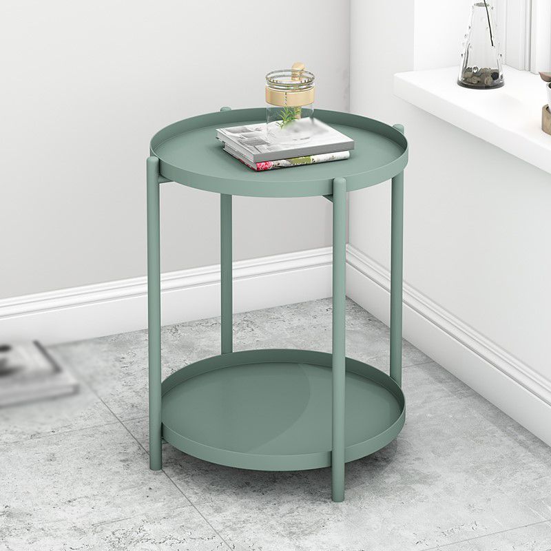 20.4"H Modern Metal Frame Base Solid Color Round Coffee Table End Table
