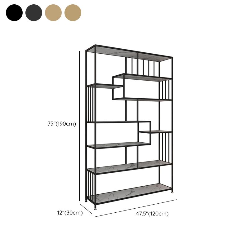 Glam Shelf Bookcase Open Back Metal Book Shelf for Study Room Clearhalo 'Bookcases' 'furn' 'furn_bookcases' 'Furniture' 'Office Furniture' 1200x1200_599f802f-c5a1-48b5-9287-180fac96efa3