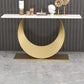 Glam Stone Console Accent Table Rectangle End Table for Hall