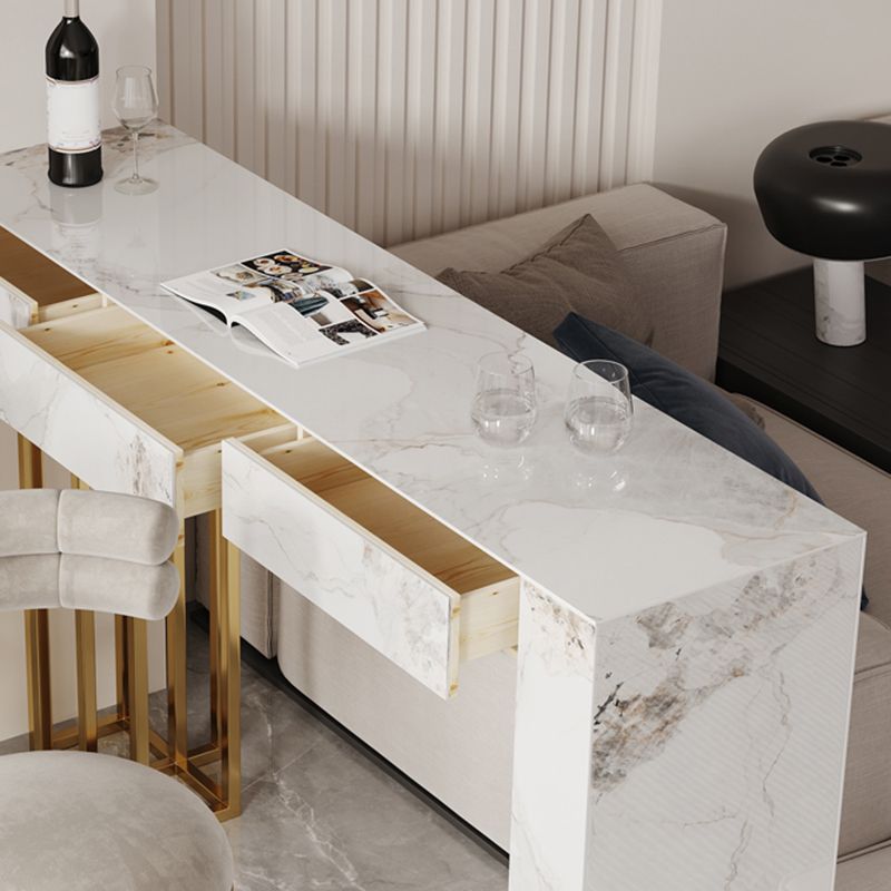 1/2/3 Pieces Glam Rectangle Sintered Stone Bar Table with High Stools