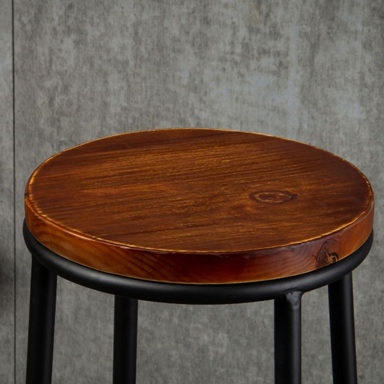 Industrial Armless Barstools Wooden Round Seat Counter Height Stools in Black Clearhalo 'Bar Furniture' 'Bar Stools' 'bar_stools' 'furniture_bar_stools' 'Kitchen & Dining Furniture' 'kitchen&dining_furn' 'kitchen' 'kitchen_furn' Furniture' 1200x1200_59a55231-641c-460a-a53a-8e8543c12b67