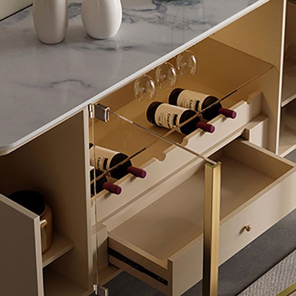 Sideboard a buffet in pietra e legno con supporto a buffet glam del cassetto