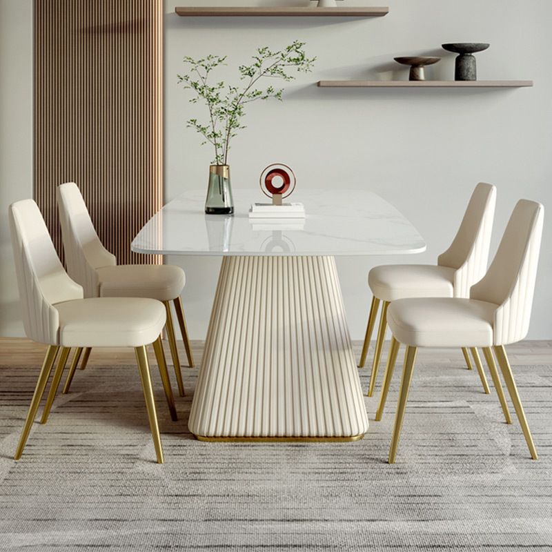 Ensemble de table rectangulaire en pierre frittée de style Glam nordique, ensemble de 1/4/5/7 pièces