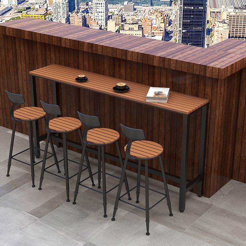 Ensemble de Table de Bar moderne 1/5 pièces, Table de comptoir rectangulaire en bois avec tabourets pour cour