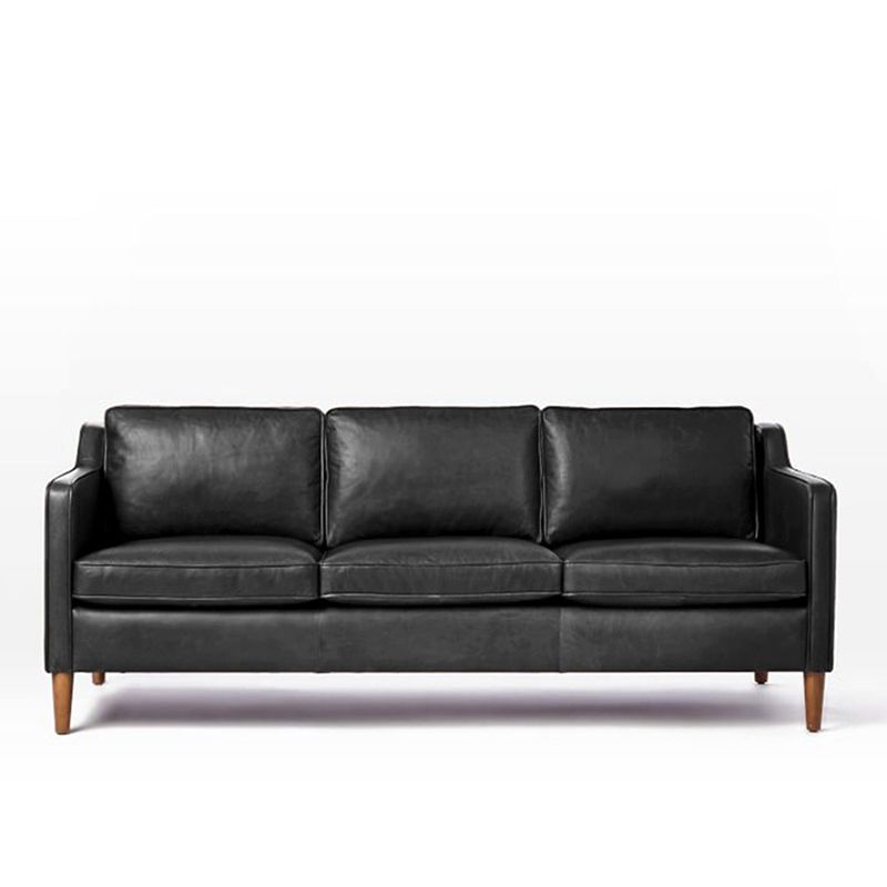Industrial Faux Leather Loose Back Sofa with Solid Color Sloped Arms Clearhalo 'furn' 'furn_sofas' 'Furniture' 'furniture_sofas' 'kitchen' 'kitchen_sofas' 'Living Room Furniture' 'Sofa' 'sofas' 1200x1200_59a75a00-0ada-4057-b950-df07778fe602