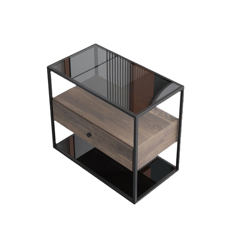 Tavolo laterale superiore rettangolare di vetro rettangolare da 21,65 "Tavolo da telaio in acciaio inossidabile con conservazione