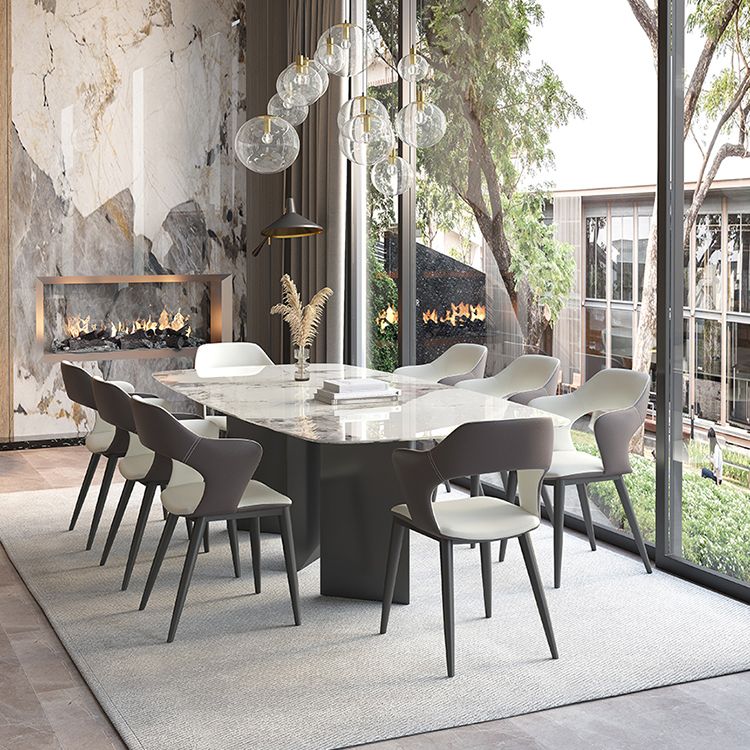 Rectangle Contemporary Dining Room Table White Sintered Stone Table with Black Metal Base Clearhalo ' dining_table' 'Dining Tables & Seating' 'Dining Tables' 'furn' 'furn_dining_table' 'Furniture' 'furniture_dining_table' 'Kitchen & Dining Furniture' 'kitchen&dining_furn' 'kitchen' 'kitchen_dining_table' 1200x1200_59af7756-f655-4a07-a2a3-ae5f345f0c10