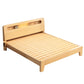 Solid Wood Beveled Standard Bed Storage Headboard Bed with Shelves