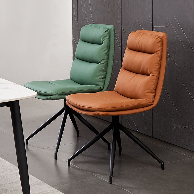 Modern Leather Armless Dining Chair Upholstered Side Chairs with Metal Legs Clearhalo ' kitchen&dining_furn' 'Dining Chairs' 'Dining Tables & Seating' 'dining_chair' 'Furniture' 'furniture_dining_chair' 'Kitchen & Dining Furniture' 'kitchen' 1200x1200_59b268f1-a4b0-4d60-a87b-031c582487b3