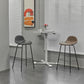 Modern Faux Leather Counter Stool Low Back Barstool with Metal Legs
