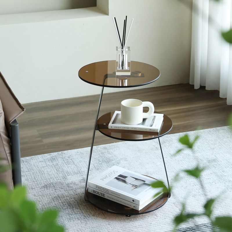 Modern de la mesa redonda de la esquina redonda de 3 niveles con almacenamiento