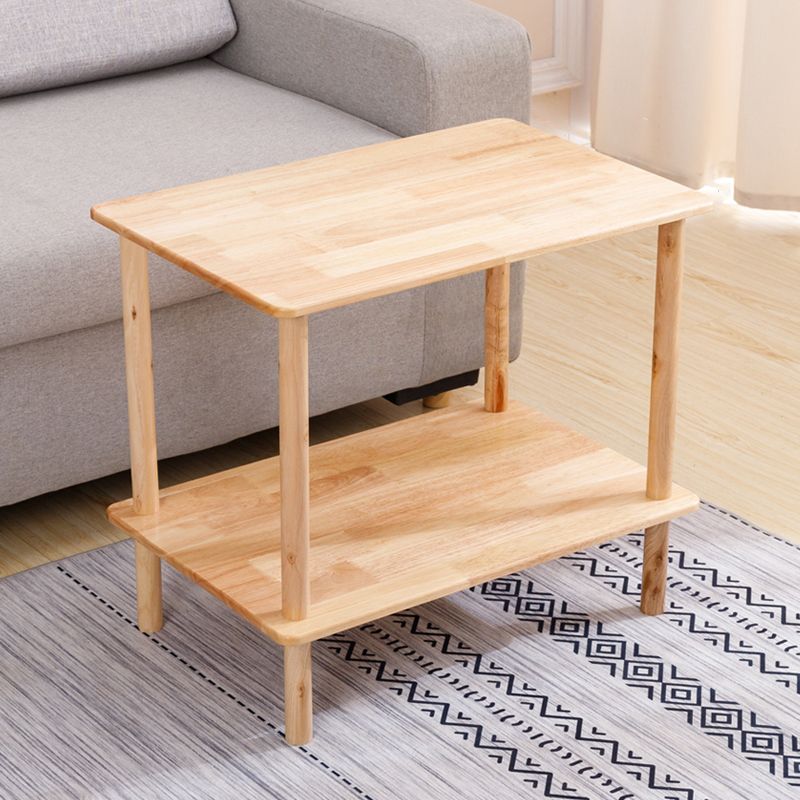 Modernes massives Holzendrutsche 4 Beine mit Regal Doppelstufe Beistelltisch