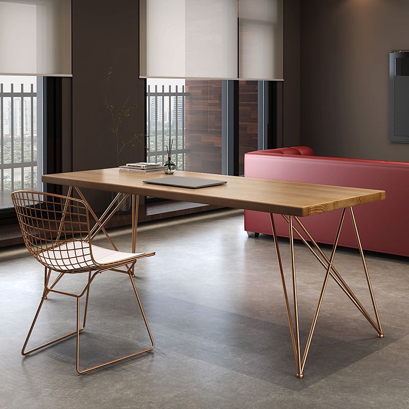 Rectangle Luxury Dining Table Wood Color Fixed Table of Solid Wood with 4 Legs Clearhalo ' dining_table' 'Dining Tables & Seating' 'Dining Tables' 'furn' 'furn_dining_table' 'Furniture' 'furniture_dining_table' 'Kitchen & Dining Furniture' 'kitchen&dining_furn' 'kitchen' 'kitchen_dining_table' 1200x1200_59beef30-f027-4366-96bd-609d300b63c5