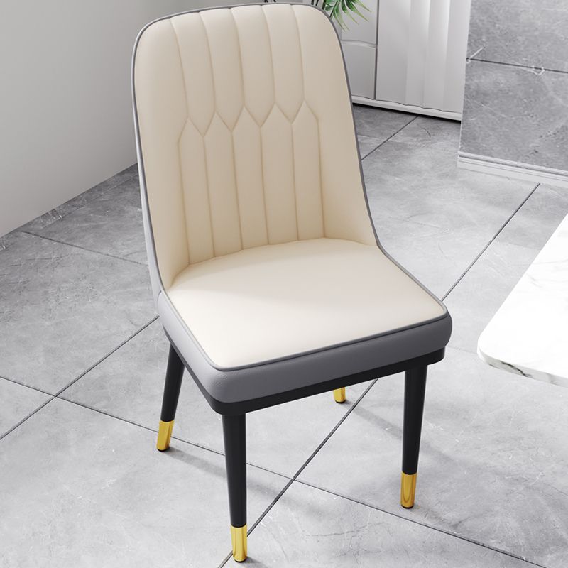 Modern Style Dining Chair Leather Parsons Side Chair with Metal Base Clearhalo 'Dining Chairs' 'Dining Tables & Seating' 'dining_chair' 'furn' 'furn_dining_chair' 'Furniture' 'Kitchen & Dining Furniture' 1200x1200_59c0557c-5438-4590-a6a6-32198056ecec