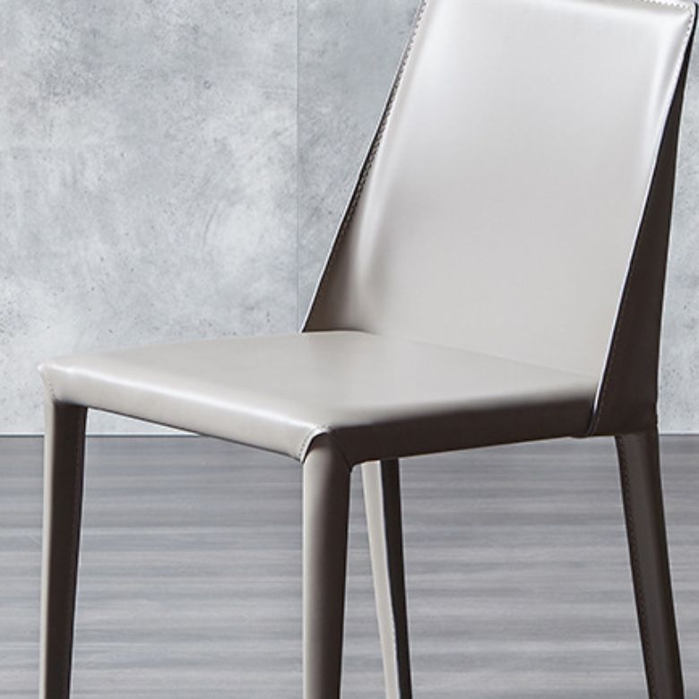 Armless Kitchen Dining Chairs Faux Leather Chairs with Metal Base