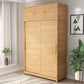 Contemporary Sliding Door Cabinet Rubberwood Storage Cabinet with Legs