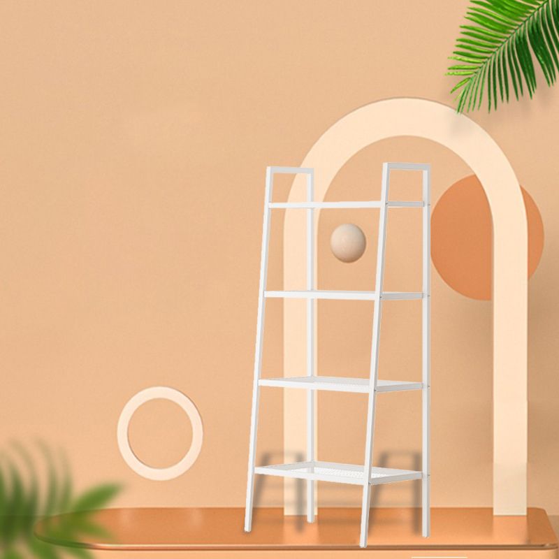 Contemporary Metal Bookshelf Ladder Shelf Bookcase for Study Room