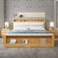 Solid Wood Platform Bed Storage Platform Bed Frame Natural and Walnut