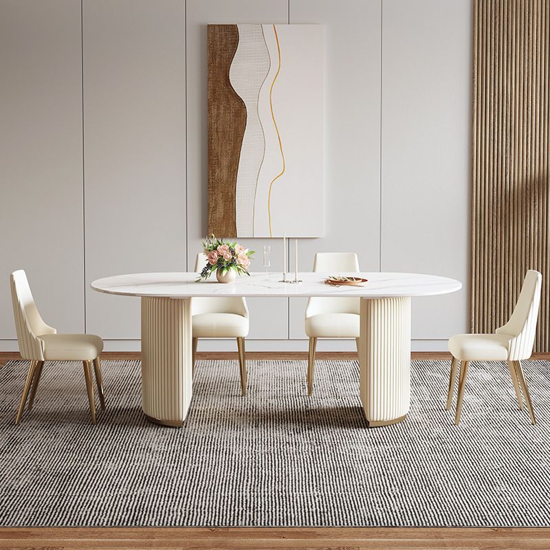 Oval Sintered Stone Dining Table Traditional Luxury Dining Table Clearhalo 'Dining Tables & Seating' 'Dining Tables' 'dining_table' 'furn' 'furn_dining_table' 'Furniture' 'Kitchen & Dining Furniture' 1200x1200_59c839c7-f3df-42ce-b934-8205b9474cbf