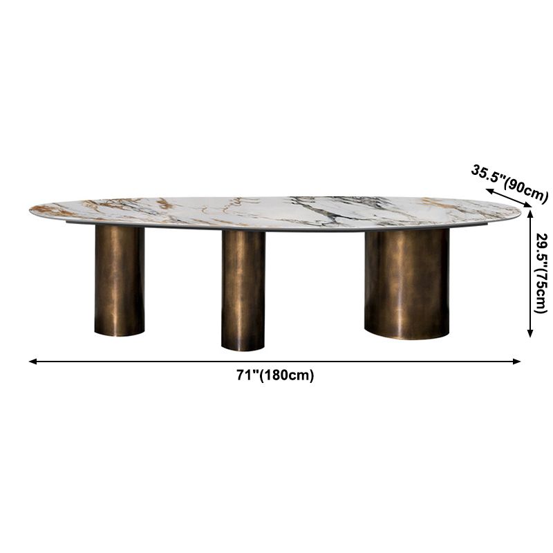 Oval Sintered Stone Dining Table Luxury Kitchen Table with Metal 3 Legs Clearhalo ' dining_table' 'Dining Tables & Seating' 'Dining Tables' 'furn' 'furn_dining_table' 'Furniture' 'furniture_dining_table' 'Kitchen & Dining Furniture' 'kitchen&dining_furn' 'kitchen' 'kitchen_dining_table' 1200x1200_59c90877-b281-4e07-af58-e857f40d305b