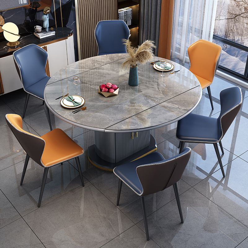 Glam Sintered Stone Extendable Table Round Shape Standard Dining Table for Kitchen Clearhalo ' dining_table' 'Dining Tables & Seating' 'Dining Tables' 'furn' 'furn_dining_table' 'Furniture' 'furniture_dining_table' 'Kitchen & Dining Furniture' 'kitchen&dining_furn' 'kitchen' 'kitchen_dining_table' 1200x1200_59c91c80-a47a-4e1a-891f-8ce2f98fcd95