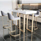 Ensemble de hauteur de comptoir rectangulaire moderne, 1/5 pièces, Table de Bar avec plateau en marbre et tabourets rembourrés