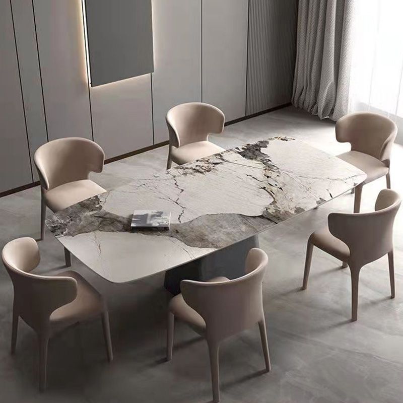 Traditional Rectangle Luxury Dining Table White Sintered Stone Table with Metal Pedestal Base Clearhalo ' dining_table' 'Dining Tables & Seating' 'Dining Tables' 'furn' 'furn_dining_table' 'Furniture' 'furniture_dining_table' 'Kitchen & Dining Furniture' 'kitchen&dining_furn' 'kitchen' 'kitchen_dining_table' 1200x1200_59c9fba2-3f7b-460c-b1d7-2d6dd5e6d4d6