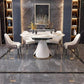 Glam Sintered Stone Extendable Table Round Shape Kitchen Dining Table with Pedestal Base Clearhalo ' dining_table' 'Dining Tables & Seating' 'Dining Tables' 'furn' 'furn_dining_table' 'Furniture' 'furniture_dining_table' 'Kitchen & Dining Furniture' 'kitchen&dining_furn' 'kitchen' 'kitchen_dining_table' 1200x1200_59cd268a-8ad9-4050-834e-05c747874adf