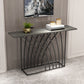 Glam Style Rectangle Top Accent Table with Abstract Iron Base for Hall