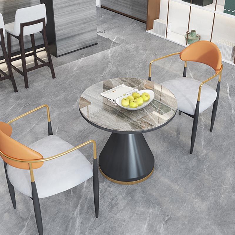 Modern Round Dining Table for Home Glossy Stone Dinette Table with Metal Base Clearhalo 'Dining Tables & Seating' 'Dining Tables' 'dining_table' 'furn' 'furn_dining_table' 'Furniture' 'Kitchen & Dining Furniture' 1200x1200_59cd5451-ec84-4b54-a47a-2c7d1c83c0f9