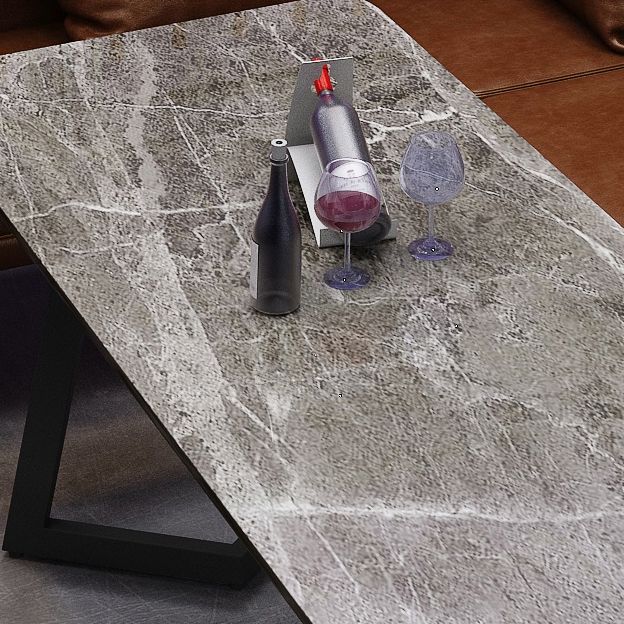 Industrial Sintered Stone Dinner Room Kitchen Table Gray Top Table with Black Frame for Dining Room Clearhalo ' dining_table' 'Dining Tables & Seating' 'Dining Tables' 'furn' 'furn_dining_table' 'Furniture' 'furniture_dining_table' 'Kitchen & Dining Furniture' 'kitchen&dining_furn' 'kitchen' 'kitchen_dining_table' 1200x1200_59cff290-8dc6-4a48-8bc6-75f8893dd76d