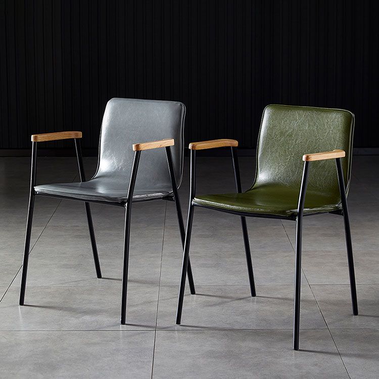 Solid Back Dining Arm Chairs Leather Home Dining Armchairs with Metal Legs Clearhalo ' kitchen&dining_furn' 'Dining Chairs' 'Dining Tables & Seating' 'dining_chair' 'furn' 'furn_dining_chair' 'Furniture' 'furniture_dining_chair' 'Kitchen & Dining Furniture' 'kitchen' 1200x1200_59d0b514-b3ec-4a92-8314-5c631c132635