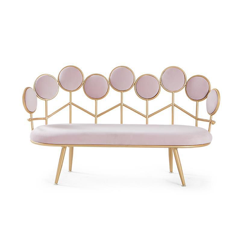 Modern Velvet 2-seater Sofa Metal Sloped Settee for Apartment