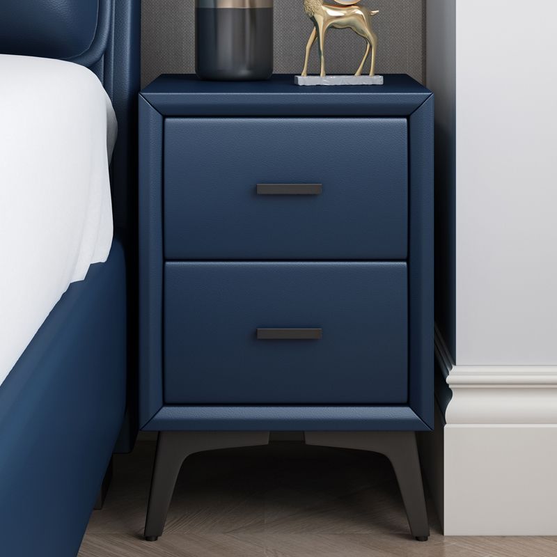 19 "H Moderne Nachttisch-Kunstleder 2-Drawer-Aufbewahrungstisch mit Beinen