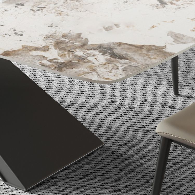 Metal Traditional Luxury Rectangle Table Sintered Stone Top Indoor Table with Pedestal Clearhalo ' dining_table' 'Dining Tables & Seating' 'Dining Tables' 'furn' 'furn_dining_table' 'Furniture' 'furniture_dining_table' 'Kitchen & Dining Furniture' 'kitchen&dining_furn' 'kitchen' 'kitchen_dining_table' 1200x1200_59d59296-f799-47d2-b53c-562f25568486