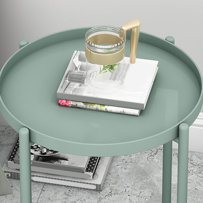 20.4"H Modern Metal Frame Base Solid Color Round Coffee Table End Table