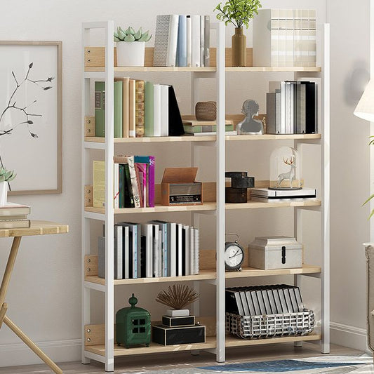 Open Steel Wood Bookcase Modern Home Simple Office Rectangular Bookshelf