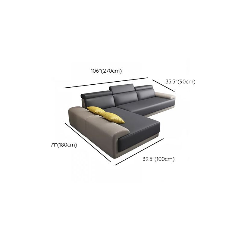 Faux Leather Sofa and Chaise Gray Pillow Top Arm Slipcovered Sofa Clearhalo 'furn' 'furn_sectionals' 'Furniture' 'Living Room Furniture' 'Sectionals' 1200x1200_59d7a52e-6fa8-4e47-ac05-24ad65694521
