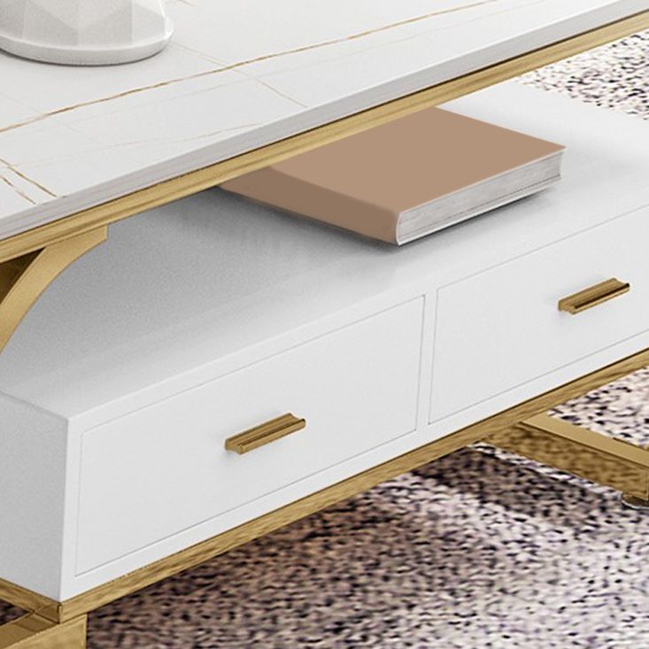 Consola de medios de televisión de Glam Slate Top 3 Cajones Metallic Stand Console