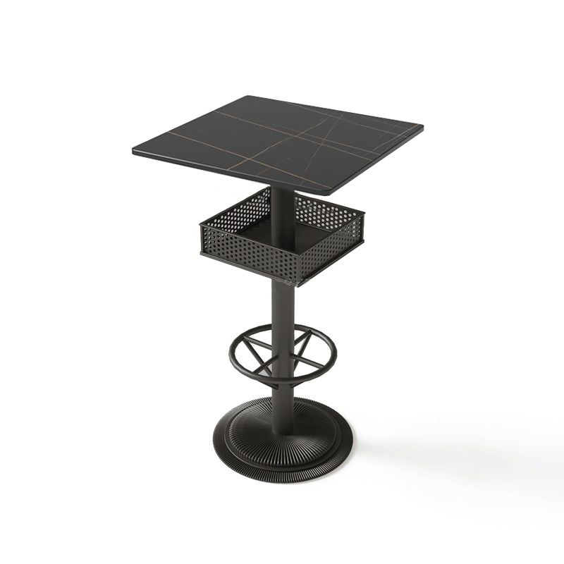 Industrial Style Bar Height Table Cafe Bar Dining Table with Storage Clearhalo 'Bar Furniture' 'Bar Tables' 'bar_tables' 'furn' 'furn_bar_tables' 'Furniture' 'Kitchen & Dining Furniture' 1200x1200_59d7c731-93cb-4919-b212-b66640ccaaf9