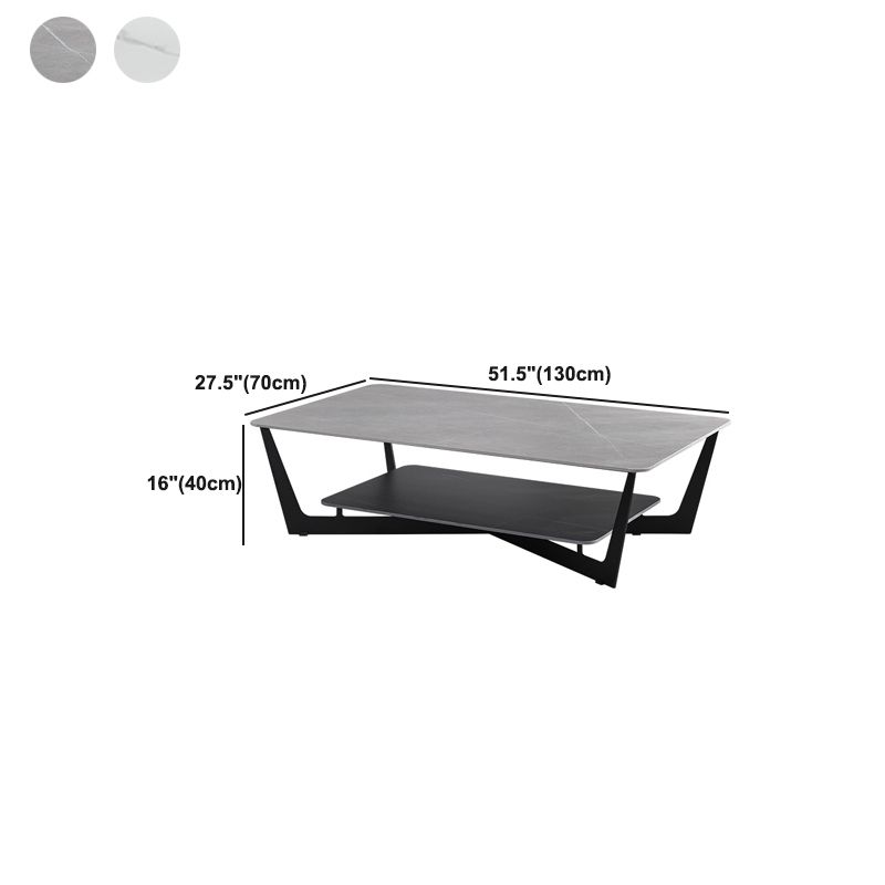 Rechteckiger Couchtisch aus Schiefer, minimalistischer Couchtisch mit offenem Regal