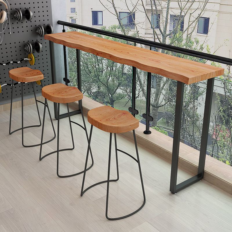 Modern Wooden 1/2/4 Pieces Bar Table Set Rectangle Bar Table with Metal Legs Clearhalo 'Bar Furniture' 'furn' 'furn_home_bar_bar_sets' 'Furniture' 'Home Bars & Bar Sets' 'home_bar_bar_sets' 'Kitchen & Dining Furniture' 1200x1200_59d84c92-3d7a-4b90-be55-41bc7354539c