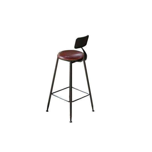 Faux Leather Dining Stools Industrial Bar Stool with Metal Legs
