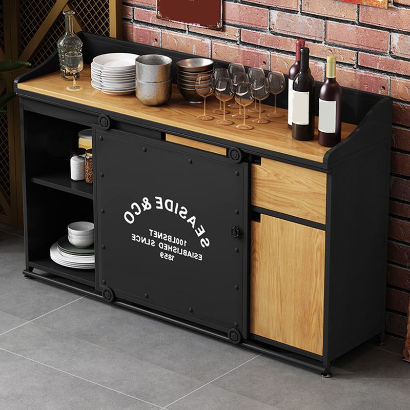 Server da pranzo in legno ingegnerizzato Antique Finitura 1-Drawer Sideboard con spazio di archiviazione aperta