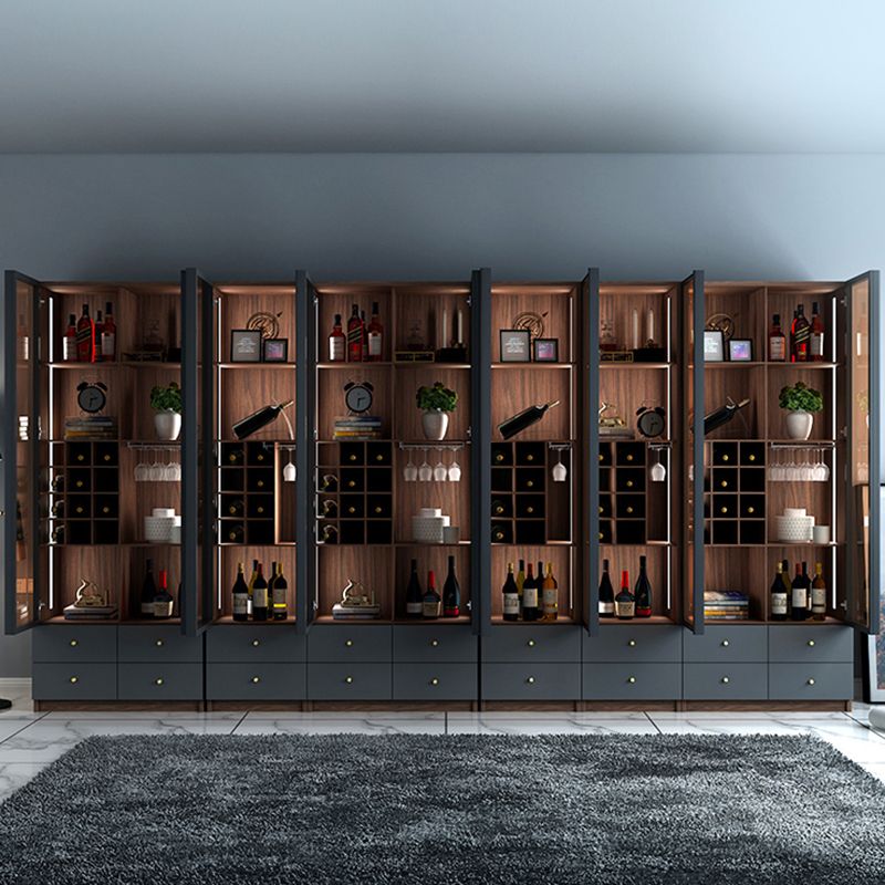 Scandinavian Faux Wood Storage Cabinet Black Glass Doors Display Cabinet for Bedroom Clearhalo 'Display & China Cabinets' 'display_china_cabinets' 'furn' 'furn_display_china_cabinets' 'Furniture' 'Kitchen & Dining Furniture' 1200x1200_59d911e6-e4f2-45b4-8d17-c1208e7296a3