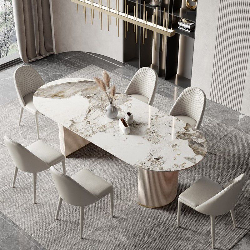 Stone Dining Table Contemporary Style Oval Dining Site Table for Home