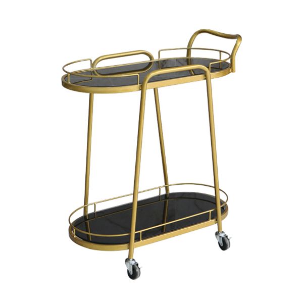 32.28"H Rolling Modern Prep Table Metal Oval Prep Table for Dining Room