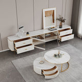 MODERS TV Stand Console White TV stand con gestione dei cavi